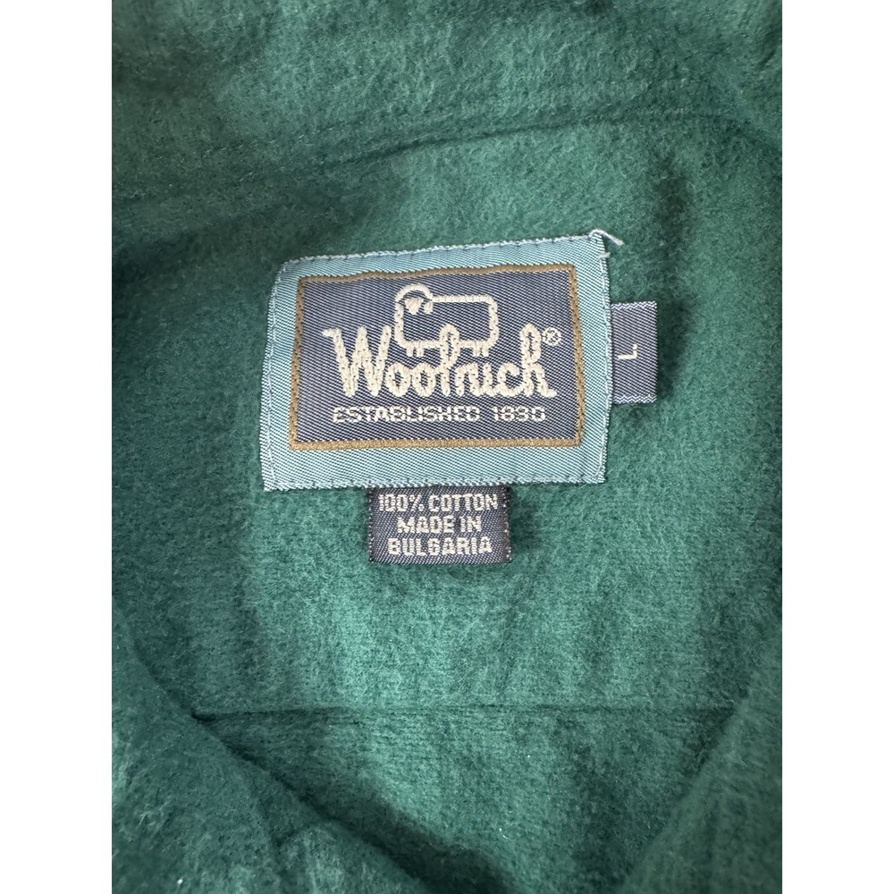 Vintage Woolrich Shirt Men's L Green Flannel Brushed Fleece Cotton Button Down - Picture 4 of 8
